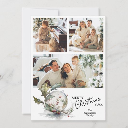 Moderne Wasserfarbe Frohe Weihnachten Multiple Fot (Vorderseite)