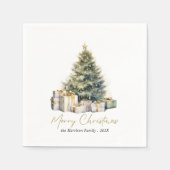 Moderne Wasserfarbe Frohe Weihnachtsbaum Serviette (Vorderseite)