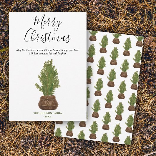 Moderne Wasserfarbe Frohe Weihnachtsbaum Urlaub