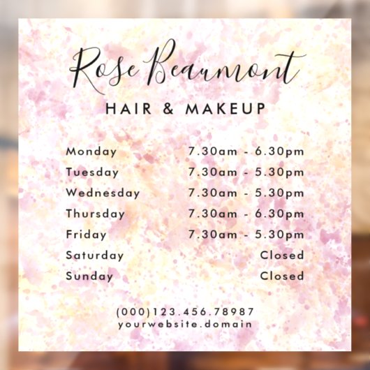 Moderne Wasserfarbe - Geschäftszeiten Fensterheber Fensteraufkleber (Blatt 2)