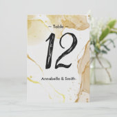 Moderne Wasserfarbe Gold Tischnummer (Stehend Vorderseite)