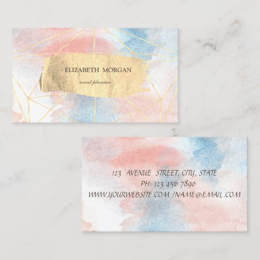 Moderne Wasserfarbe, Goldrausch Stroke Geometrie Visitenkarte (Vorne/Hinten)