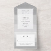 Moderne Wasserfarbe Gray Ombre Border Wedding All In One Einladung (Innen Boden)