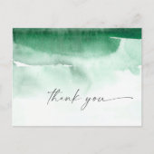 Moderne Wasserfarbe | Green Danke Postcard Postkarte (Vorderseite)