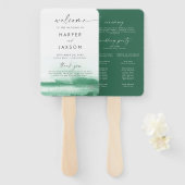 Moderne Wasserfarbe | Green Wedding Program Hand F Fächer (Vorne und Hinten)