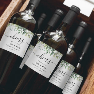 Moderne Wasserfarbe Grüne Blätter Zweig Weinetikett