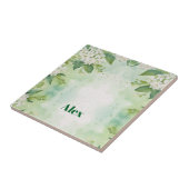 Moderne Wasserfarbe Grüne Blumen & personalisieren Fliese (Seite)