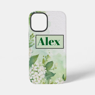 Moderne Wasserfarbe Grüne Blumen & personalisieren iPhone 12 Mini Hülle