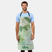 Moderne Wasserfarbe Grüne Blumen & personalisieren Schürze (Getragen)