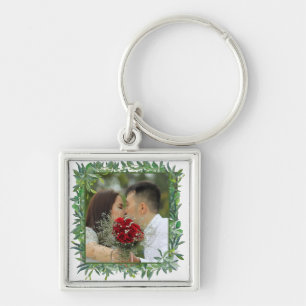 Moderne Wasserfarbe Grüne Hochzeit Schlüsselanhänger