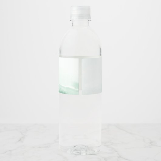 Moderne Wasserfarbe | Grüne Hochzeit Wasserflaschenetikett (Rückseite)
