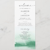 Moderne Wasserfarbe | Grüne Hochzeiten Programm (Vorderseite)