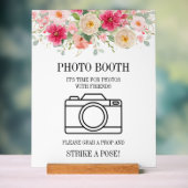 Moderne Wasserfarbe Hellrosa Florale Fotokabine Acrylschild (Neutral)