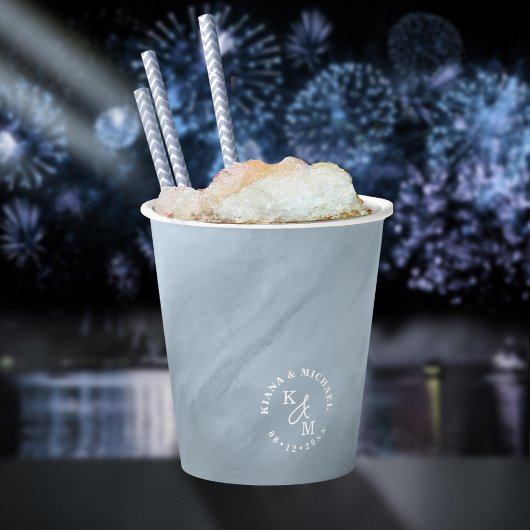 Moderne Wasserfarbe Hochzeit Dusty Blue ID816 Pappbecher