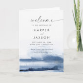 Moderne Wasserfarbe | Hochzeitsprogramm "Blauer Fl Programm (Vorderseite)