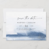 Moderne Wasserfarbe | Horizontal Save the Date bla (Vorderseite)