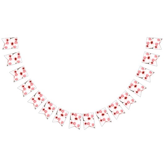Moderne Wasserfarbe Japanisch Kirsche Blossom Hoch Wimpelkette (Alle)
