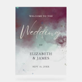 Moderne Wasserfarbe Jewel Tones Boho Hochzeit Will Acrylschild (Vorderseite)