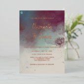 Moderne Wasserfarbe Jewel Tones Boho Wedding Folieneinladung (Stehend vorne)