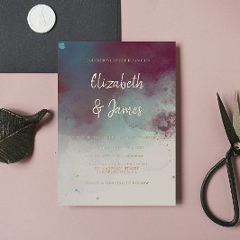 Moderne Wasserfarbe Jewel Tones Boho Wedding Folieneinladung
