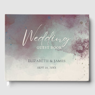 Moderne Wasserfarbe Jewel Tones Boho Wedding Gästebuch