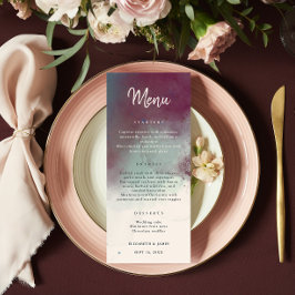 Moderne Wasserfarbe Jewel Tones Boho Wedding Menükarte