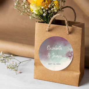 Moderne Wasserfarbe Jewel Tones Boho Wedding Runder Aufkleber