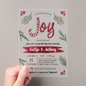 Moderne Wasserfarbe "Joy" Candy Cane Baby Dusche Acryleinladungen (Insitu (Handheld))