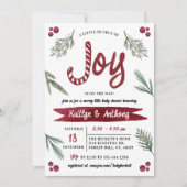 Moderne Wasserfarbe "Joy" Candy Cane Baby Dusche Einladung (Vorderseite)