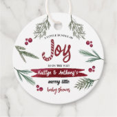 Moderne Wasserfarbe "Joy" Candy Cane Baby Dusche Geschenkanhänger (Vorderseite)