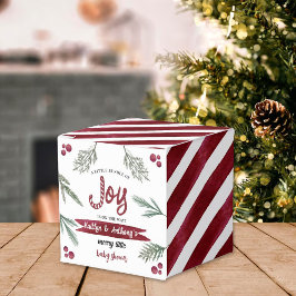 Moderne Wasserfarbe "Joy" Candy Cane Baby Dusche Geschenkschachtel