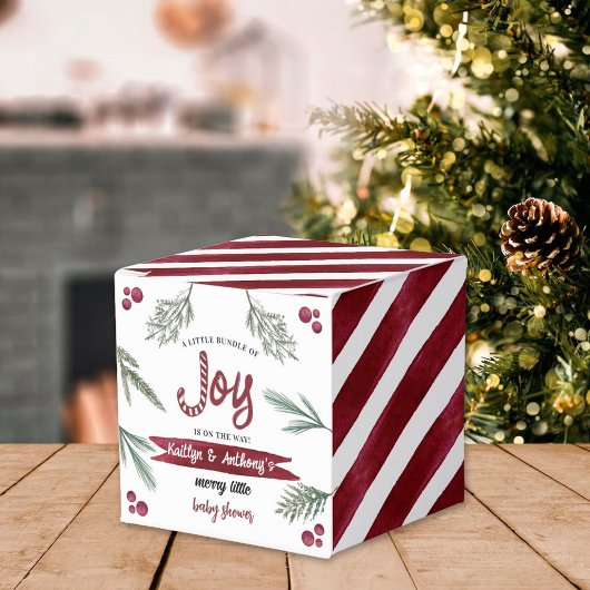 Moderne Wasserfarbe "Joy" Candy Cane Baby Dusche Geschenkschachtel