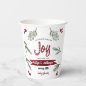 Moderne Wasserfarbe "Joy" Candy Cane Baby Dusche Pappbecher (Rückseite)