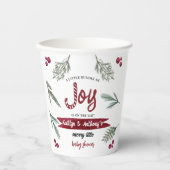Moderne Wasserfarbe "Joy" Candy Cane Baby Dusche Pappbecher (Vorderseite)