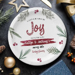 Moderne Wasserfarbe "Joy" Candy Cane Baby Dusche Pappteller<br><div class="desc">Feiern Sie stilvoll mit diesen trendigen Weihnachtsbabys-Dusepapier-Tellern. Das Design ist leicht mit Ihrer eigenen Formulierung zu personalisieren und Ihre Gäste werden begeistert sein,  wenn sie diese fabelhaften Party Papier-Teller sehen. Matching-Elemente finden Sie in der Auflistung.</div>