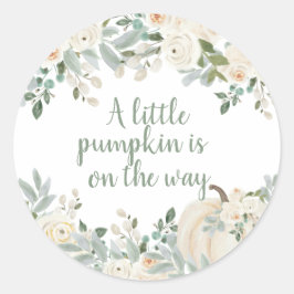 Moderne Wasserfarbe Kleine Pumpkin Baby Dusche Runder Aufkleber