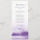 Moderne Wasserfarbe | Lila Abendmenü Menükarte (Vorderseite)