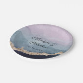 Moderne Wasserfarbe Lila Dusty Blue Agate Hochzeit Pappteller (Schrägansicht)