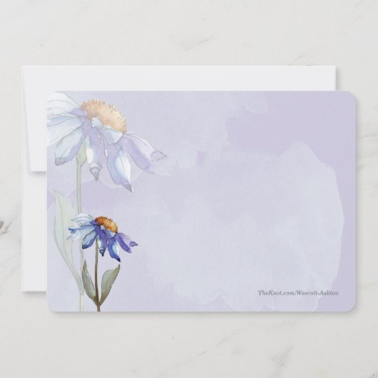 Moderne Wasserfarbe Lila Gerbera Daisy Wedding Einladung (Rückseite)