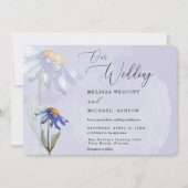 Moderne Wasserfarbe Lila Gerbera Daisy Wedding Einladung (Vorderseite)