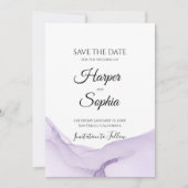 Moderne Wasserfarbe Lila Hochzeit Save The Date (Vorderseite)