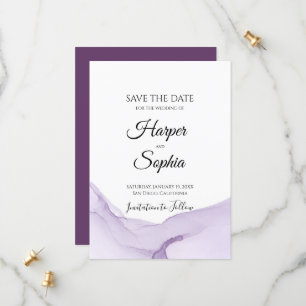 Moderne Wasserfarbe Lila Hochzeit Save The Date