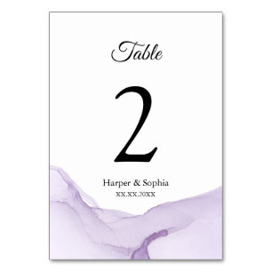 Moderne Wasserfarbe Lila Hochzeit Tischnummer