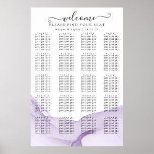 Moderne Wasserfarbe Lila Hochzeitssitze Poster