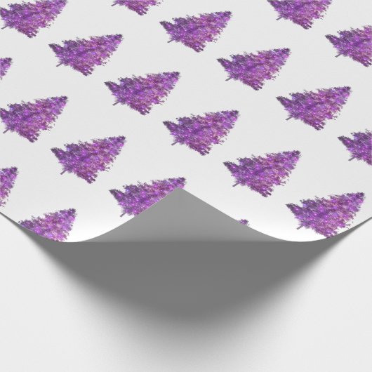 Moderne Wasserfarbe Lila Pine Tree Weihnachten Geschenkpapier (Ecke)