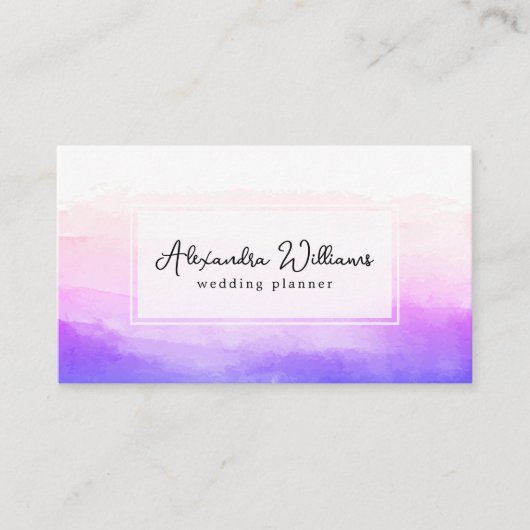Moderne Wasserfarbe | Lila Visitenkarte (Vorderseite)