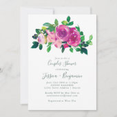 Moderne Wasserfarbe Magenta Blumenkuchen Dusche Einladung (Vorderseite)