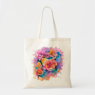 Moderne Wasserfarbe-Mal-Aquarell-Rosenstrauß Tragetasche