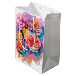 Moderne Wasserfarbe-Mal-Aquarellbouquet Mittlere Geschenktüte