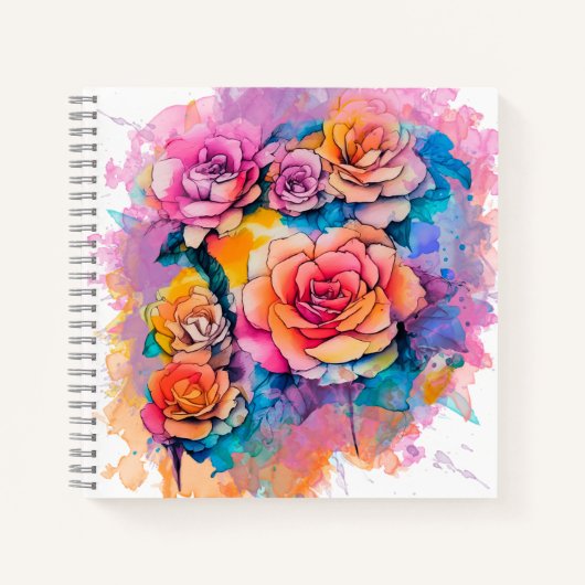 Moderne Wasserfarbe-Malerei-Blumenstrauß Notizblock (Vorderseite)